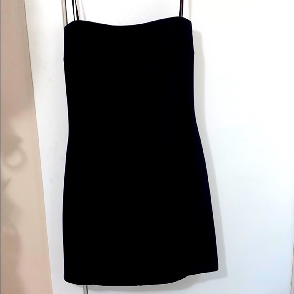 Black strapless dress
